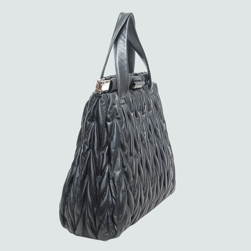 90281 Miu Miu Nappa Matelasse Tote Borse in pelle nera 90281